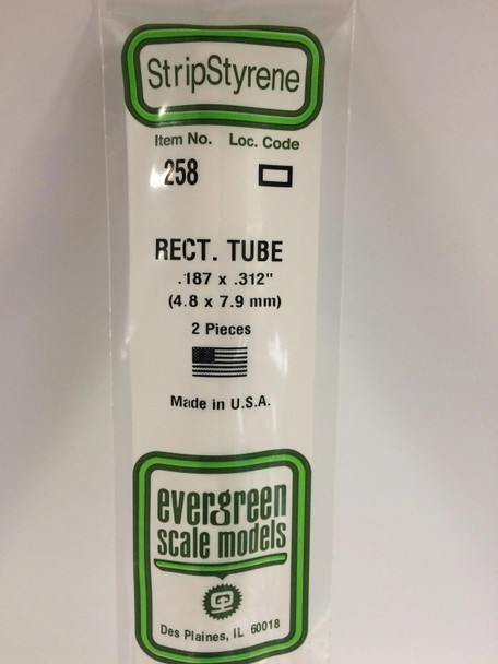 EVE258 - Evergreen Scale Models .187 x .312 Styrene Tube
