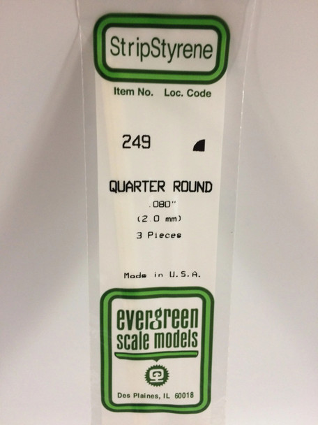 EVE249 - Evergreen Scale Models .080 Styrene Quarter Round