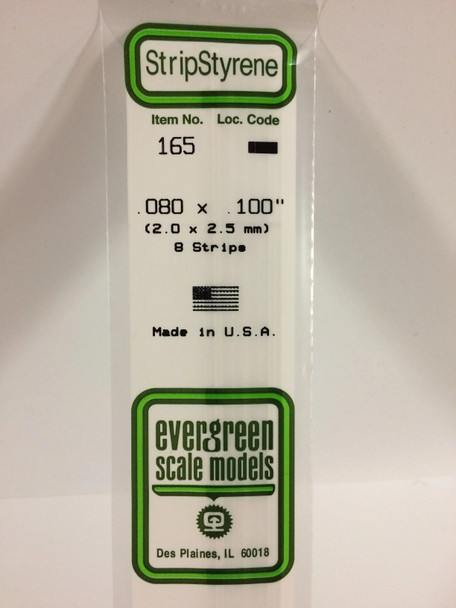 EVE165 - Evergreen Scale Models .080 x .100 Styrene Strip