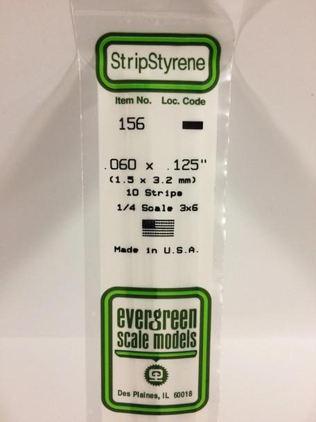 EVE156 - Evergreen Scale Models .060 x .125 Styrene Strip