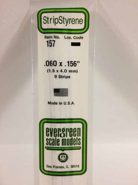 EVE157 - Evergreen Scale Models .060 x .156 Styrene Strip