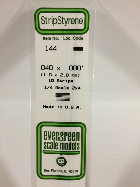 EVE144 - Evergreen Scale Models .040 x .080 Styrene Strip