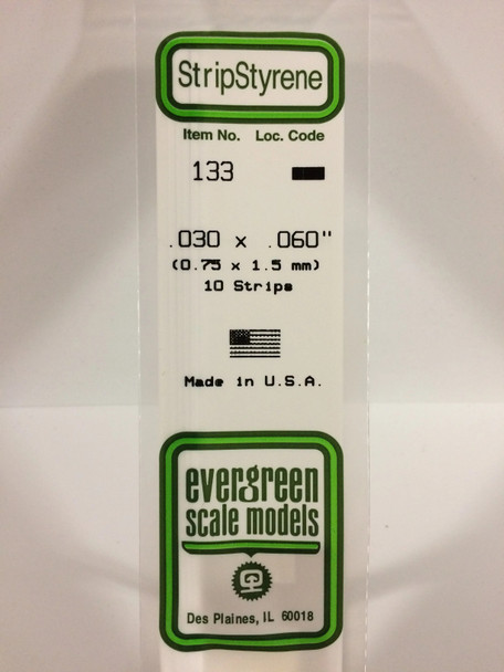 EVE133 - Evergreen Scale Models .030 x .060 Styrene Strip