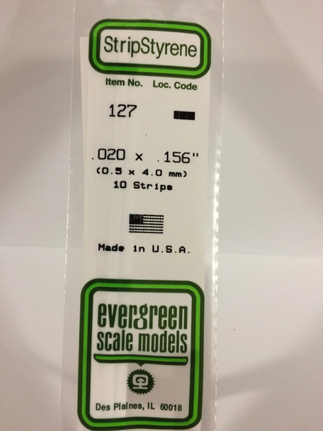 EVE127 - Evergreen Scale Models .020 x .156 Styrene Strip