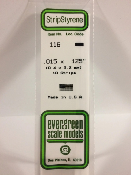 EVE116 - Evergreen Scale Models .015 x .125 Styrene Strip