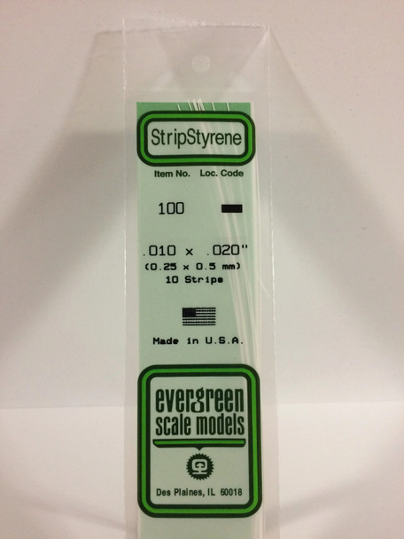 EVE100 - Evergreen Scale Models .010 x .020 Styrene Strip