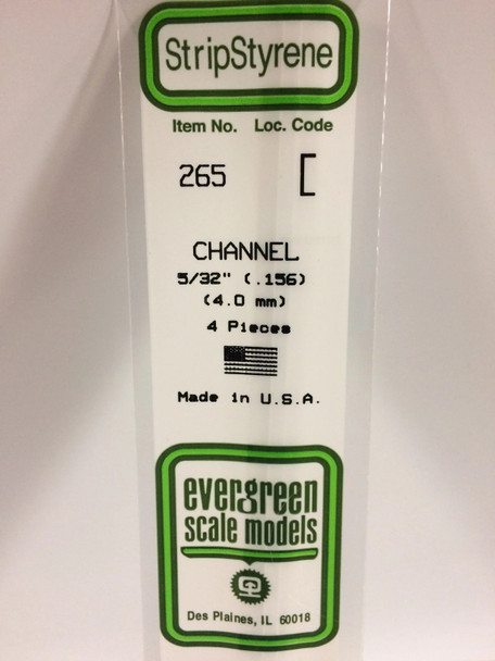 EVE265 - Evergreen Scale Models 5/32" Styrene Channel