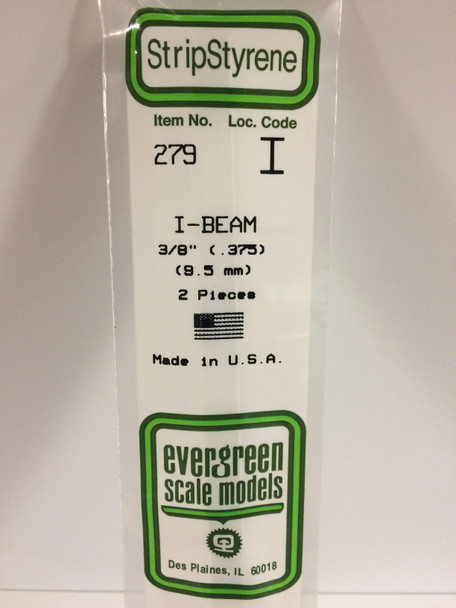 EVE279 - Evergreen Scale Models 3/8" I-Beam Styrene