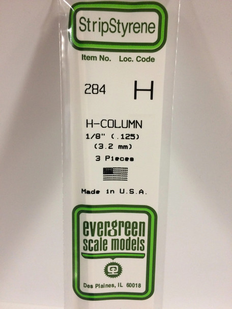 EVE284 - Evergreen Scale Models 1/8 H-Column Styrene"