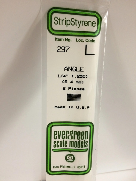 EVE297 - Evergreen Scale Models 1/4 Styrene Angle"