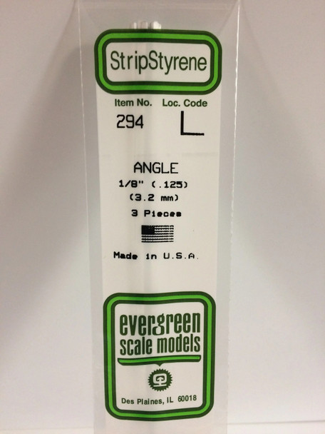 EVE294 - Evergreen Scale Models 1/8 Styrene Angle"