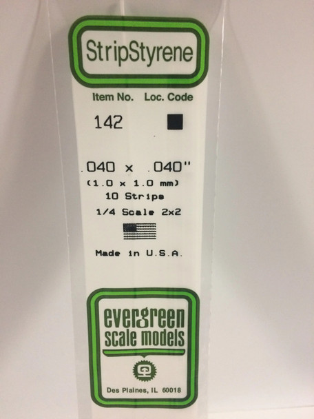EVE142 - Evergreen Scale Models .040 Square Styrene Strip
