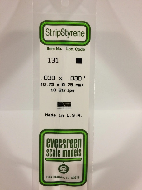 EVE131 - Evergreen Scale Models .030 Square Syrene Strip