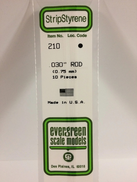 EVE210 - Evergreen Scale Models .030 Styrene Rod