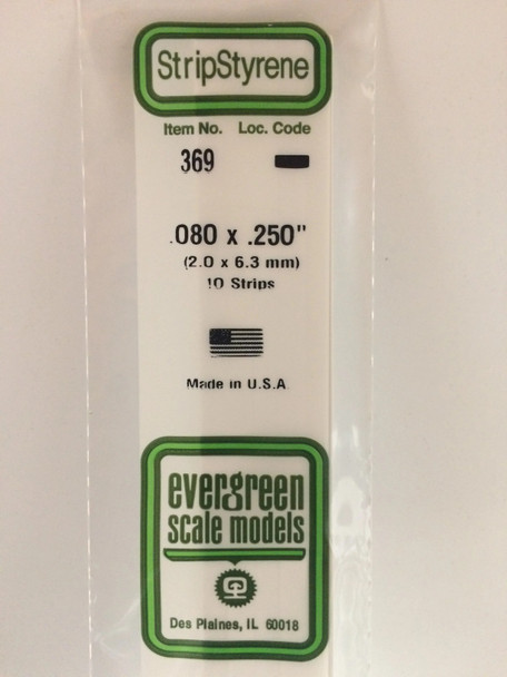 EVE369 - Evergreen Scale Models .080x.250 Strips"