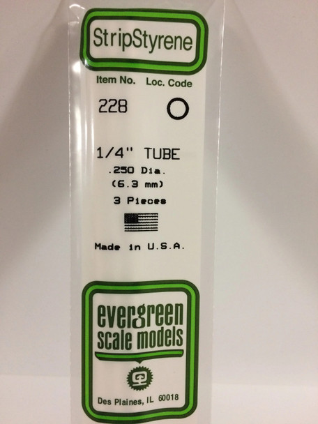 EVE228 - Evergreen Scale Models 1/4 Styrene Tube"