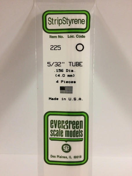 EVE225 - Evergreen Scale Models 5/32" Styrene Tube