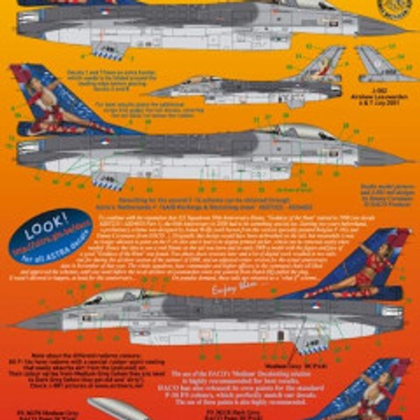 DACASD7219 - Daco Products 1/72 F-16A MLU Fighting Falcon Royal Netherlands Air Force 323sqn Diana Decal Sheet