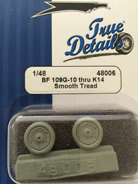 TRU48006 - True Detail 1/48 Bf 109 G10-G14 Wheel Set 2 Main Wheels - Smooth Tread