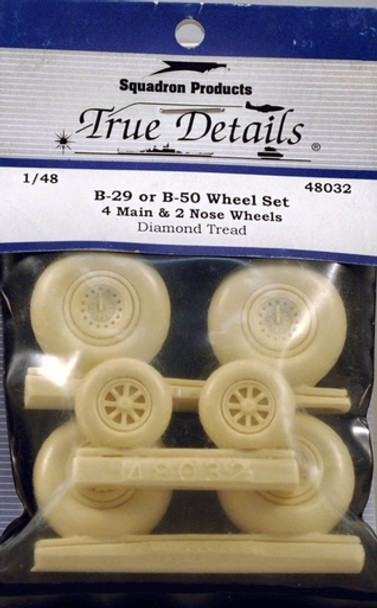 TRU48032 - True Detail 1/48 B-29/B-50 Wheel Set 4 Main & 2 Nose Wheels Diamond Tread