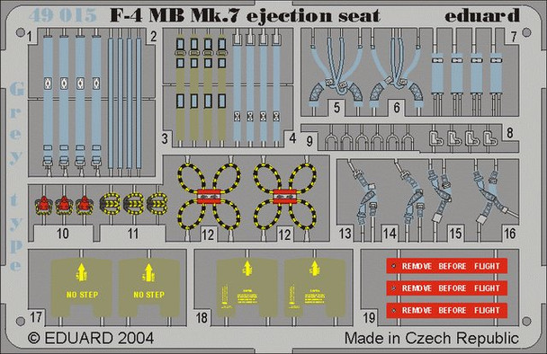 EDU49015 - Eduard 1/48 F-4 Ejection Seat Grey - For Hasegawa Kit