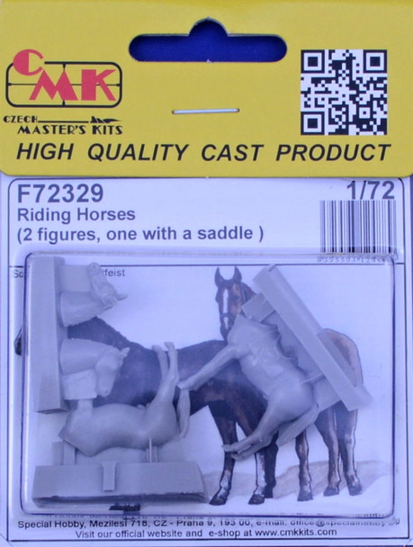 CMKF72329 - Czech Master Kits 1/72 Riding Horses - 2 Figures, One with Saddle