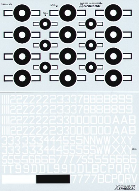 EXDX48052 - Xtradecal 1/48 WWII British Pacific Roundels Code Letters & Numbers