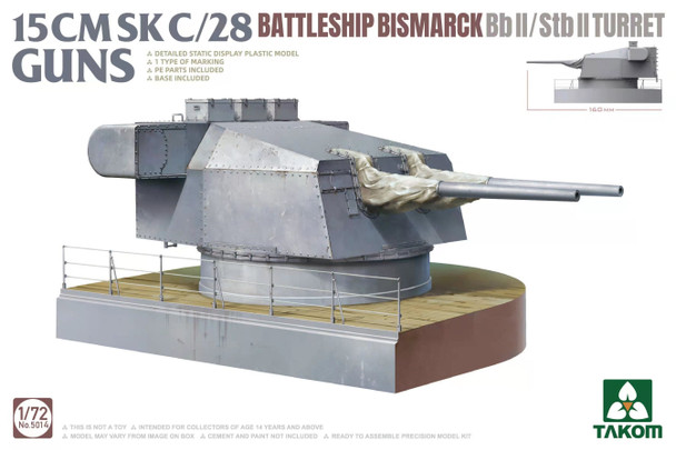 TKM5014 - Takom 1/72 15cm SK C/28 Guns - Bismarck Bb II/Stb II Turret