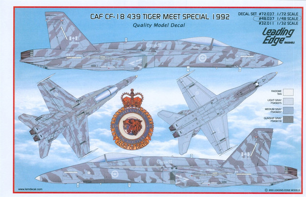 LEA48.37 - Leading Edge 1/48 439 Squadron Tiger Meet 1992 CF-I8 Decal Set