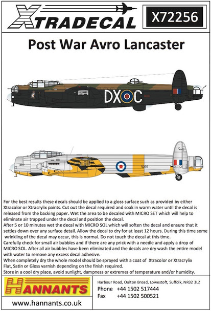 Xtradecal 1/72 Post War Avro Lancaster