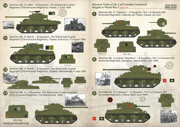 Print Scale 1/35 Sherman Tanks of the 2nd Canadian Armoured Brigade
