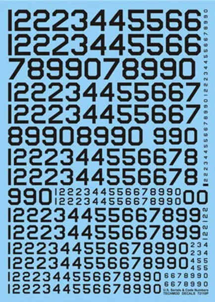 Techmod 1/72 US Serial and Code Numbers Black