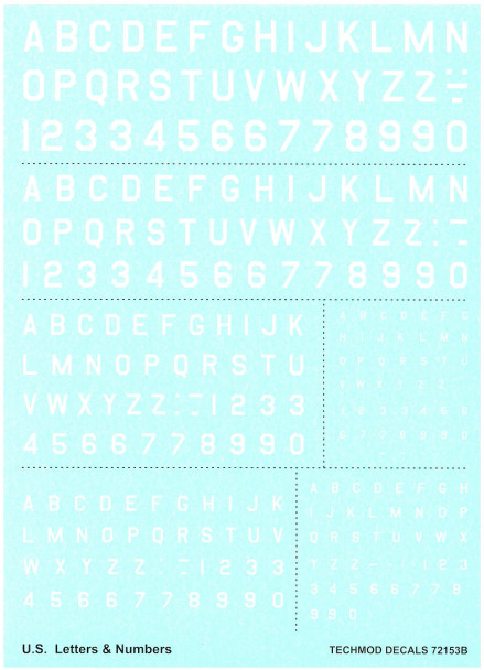 Techmod 1/72 US Letters and Numbers White Small