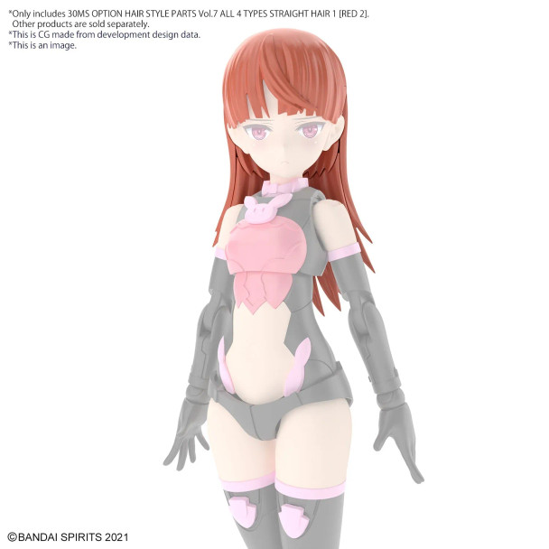 Bandai 30MS Option Hair Style Parts: Vol.7 Straight Hair 1 [Red 2]