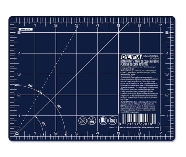 OLFA 6 x 8 Double Sided Cutting Mat - Navy Blue