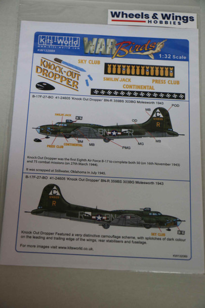 Warbirds Decals 1/32 B-17F Flying Fortress KW132089