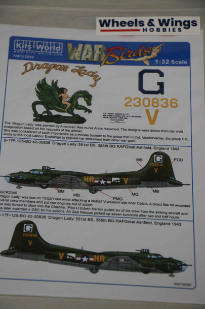 Warbirds Decals 1/32 B-17F Flying Fortress KW132090