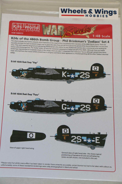 Warbirds Decals 1/48 B-24s of the 486th Bomb Group Zodiacs