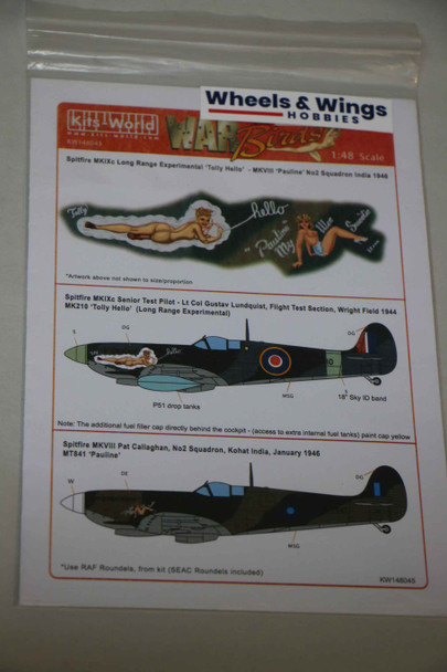 Warbirds Decals 1/48 Supermarine Spitfire KW148045