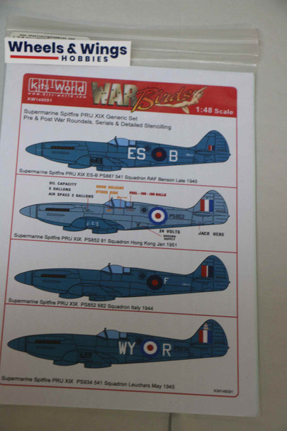 Warbirds Decals 1/48 Supermarine Spitfire PR.XIX Generic Markings KW148091