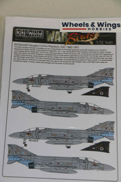 Warbirds Decals 1/72 McDonnell Douglas RAF F-4J Phantom F3