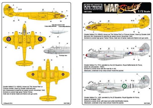 KWMKW172098 - Kits World  Decals  1/72 Gloster Meteor F.IV - F.4
