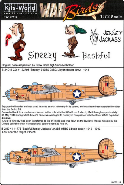 Warbirds Decals KW172114 1/72 B-24-D Decal Set