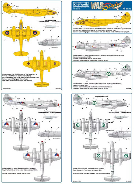 KWMKW132086 - Kits World Decals 1/32 Gloster Meteor F Mk.4s