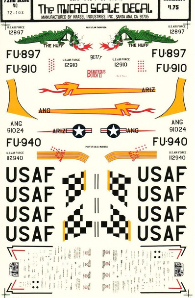 MII72-103 Microscale Decal 1/72 F-86 Sabre USAF-ANG 1
