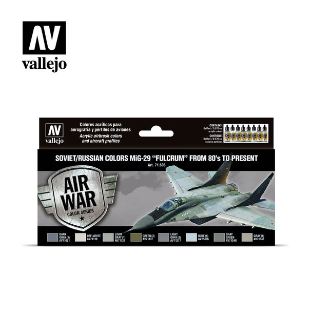 VLJ71605 - Vallejo Air Paint Set: Soviet/Russian colors MiG-29 “Fulcrum” from 80’s to present