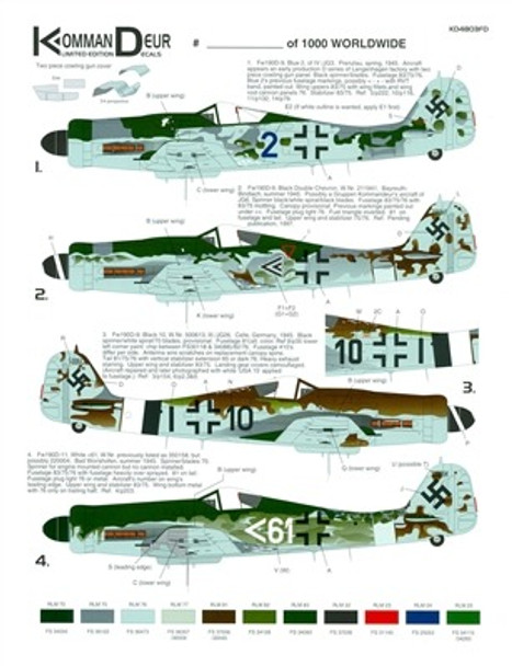 KOMKD4803FD - KommanDeur Decals 1/48   Fw 190D9 & 11