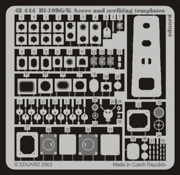 EDU48444 - Eduard Models 1/48  Bf 109G/ K access and scribing templates