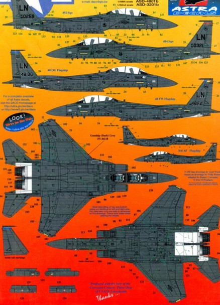 ASD3201 - Astra Decals 1/32  USAFE F-15C/E Lakenheath