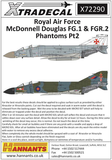 EXDX72290 - Xtradecal 1/72 Royal Air Force McDonnell Douglas FG.1 & FGR.2 Phantoms Pt.2